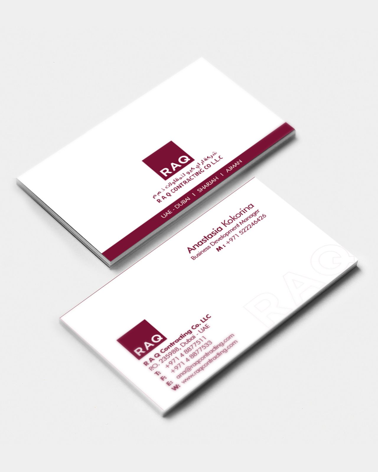 RAQ LLC Business Card Front White